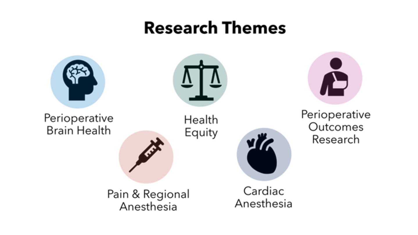 Research themes: Perioperative Brain Health, Health Equity, Perioperative Outcomes Research, Pain & Regional Anesthesia, Cardiac Anesthesia