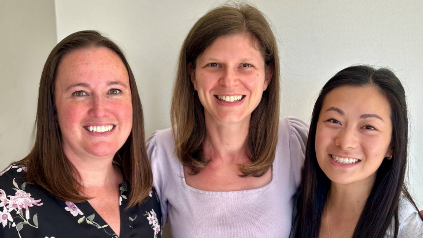 Funded in the 2024 Research Challenge: L to R: Erin Waters, Anja Webster (team leader), Casara Hong. Missing from the photo is team mentor, Lee James. Project title: Complementary and Alternative Medicine Use in Post-Kidney Transplant Patients.