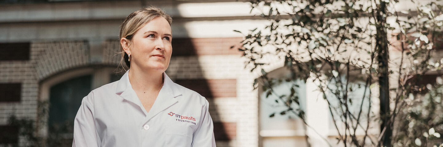 Dr. Hayley Merkeley outside St. Paul's Hospital
